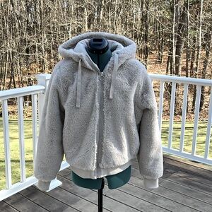 Athleta Ritual zip-up faux fur hoodie